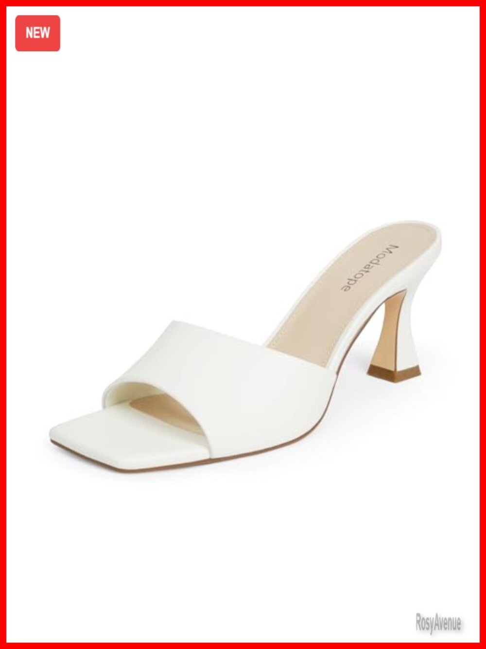 Faux Leather Block Heel Open Square Toe Slide Sandal